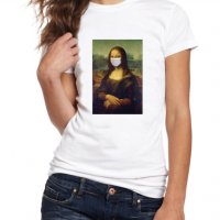 ПРОМО ЦЕНА! Дамски тениски MONA LISA MASK Бъди различна, поръчай модел с твоя снимка!, снимка 2 - Тениски - 28561848