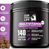 Мултивитамини за кучета 140 дъвчащи добавки без ГМО, без пълнители и без глутен, снимка 3 - За кучета - 44087561