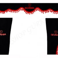 Комплект черни пердета с червени пискюли и лого, снимка 3 - Аксесоари и консумативи - 27639595