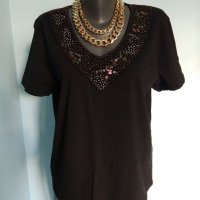 Еластична декорирана блуза тип тениска "soya" / голям размер , снимка 3 - Тениски - 36975540