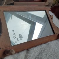 Стара дървена закачалка с огледало -3, снимка 3 - Антикварни и старинни предмети - 35073841