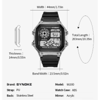SYNOKE Мъжки цифров часовник спортен многофункционален водоустойчив, снимка 9 - Мъжки - 44858428