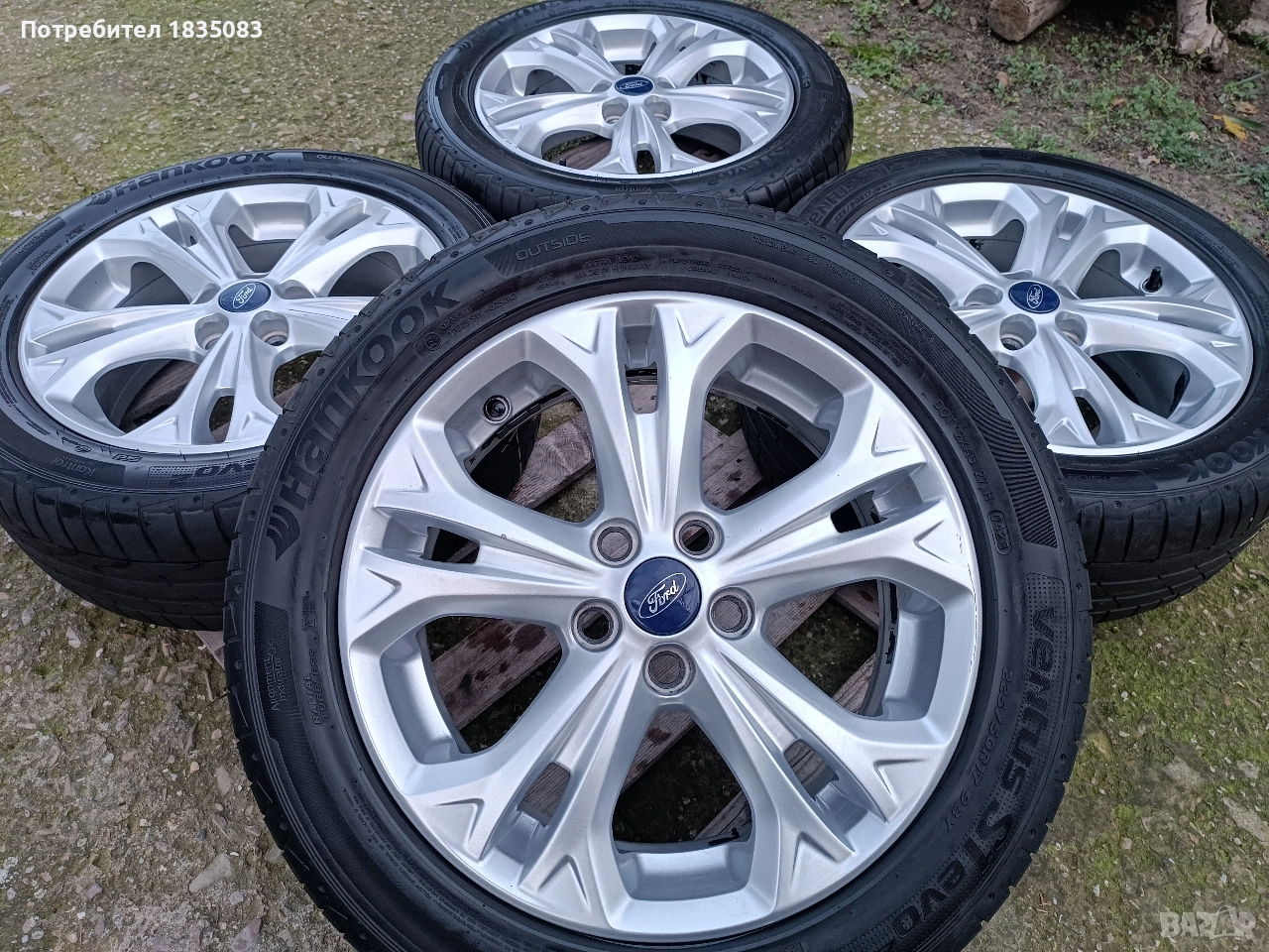 Лети джанти 17ки 5х108 Ford + летни гуми 225/50/17 Hankook, снимка 1