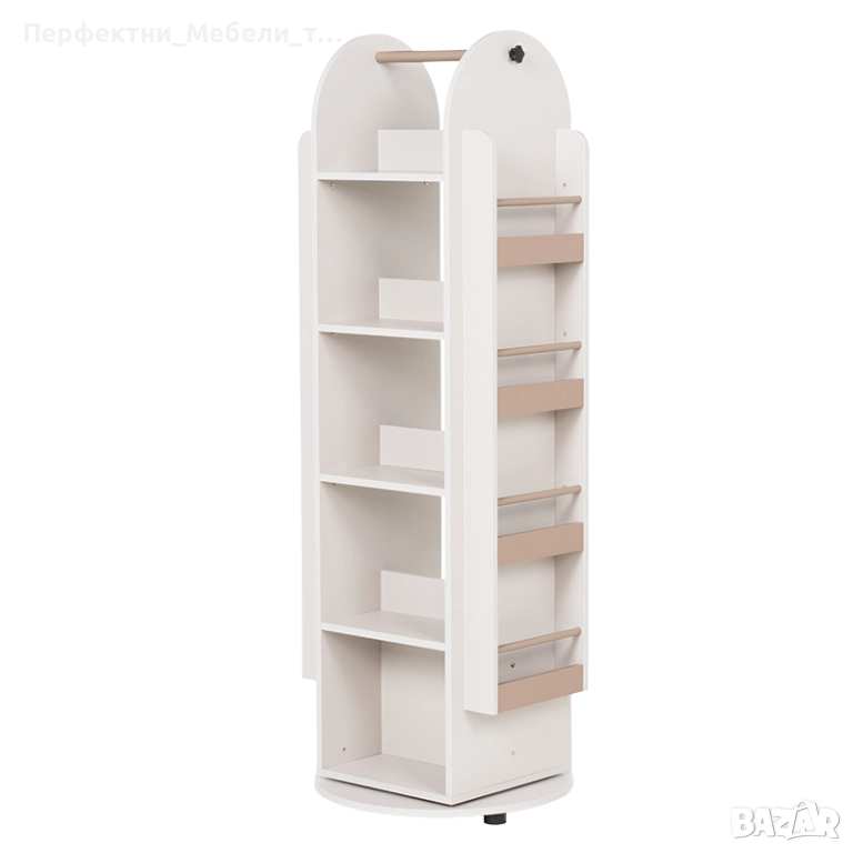 Въртяща се дизайнерска лавица-въртящ се стилаж,въртяща се етажерка в капучино,здрава,висока етажерка, снимка 1