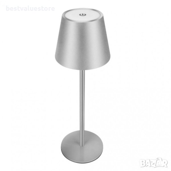 LED Настолна Лампа Безжична Сребриста Ip44, снимка 1