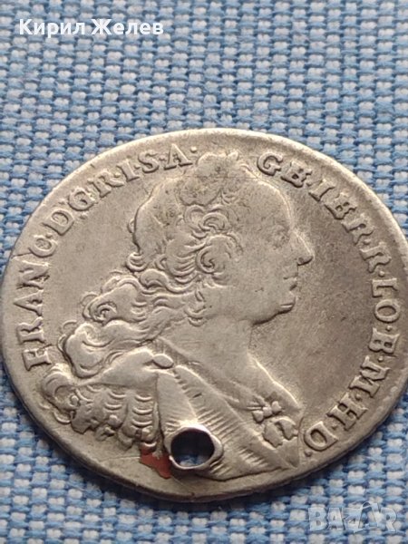 Сребърна монета 7 кройцера 1762г. Франц първи Гунзбург Австрия 24950, снимка 1