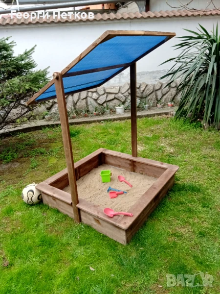 Детски Пясъчник със сенник,кафяв., снимка 1