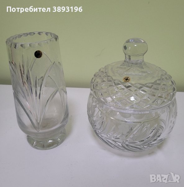 Кристална ваза и бонбониера, снимка 1