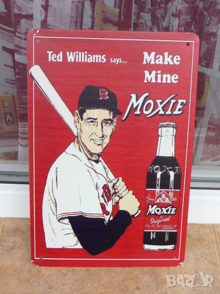 Метална табела Тед Уилямс бейзбол бухалка спорт реклама напитка, снимка 1