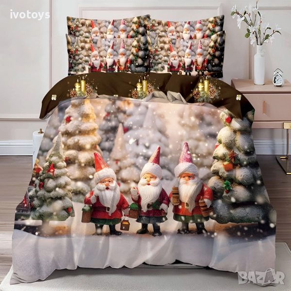 Двулицево коледно спално бельо (Реално изображение), 6 части - Модел WS17120, снимка 1