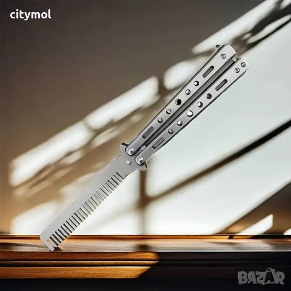 Нож Пеперуда - тренировъчна пеперуда хамелеон гребен - сива, снимка 1