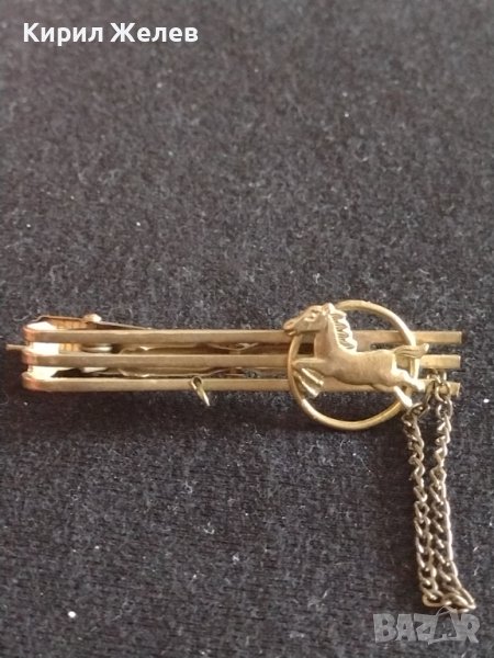 Модерна щтипка за вратовръзка златиста перфектно състояние накит украшение 42630, снимка 1
