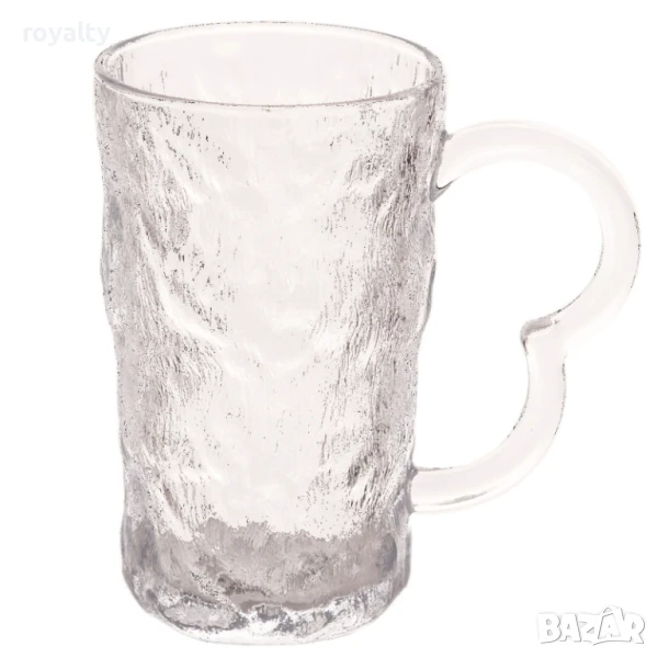 Чаша за студени напитки с дръжка Стъклена дебелостенна чаша за уиски, водка, вода, сок и други , снимка 1