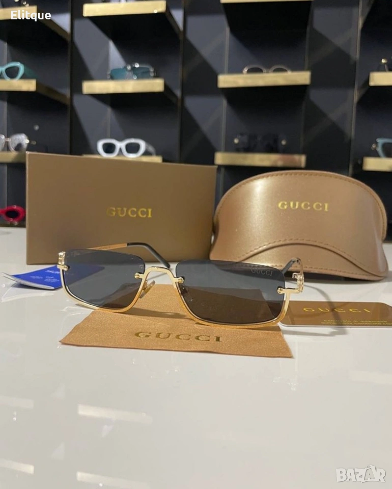очила с черен обикновен калъф и ув защита Gucci, снимка 1