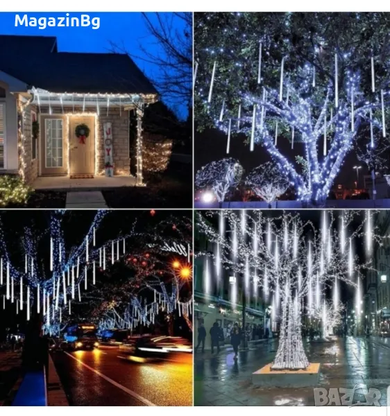 Комплект LED RGB висулки, Функция снеговалеж, 8 бр x 50см Украса за Коледа  , снимка 1