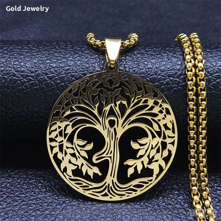 Йога Дървото на Живота Верижка от медицинско злато за Дами, снимка 1