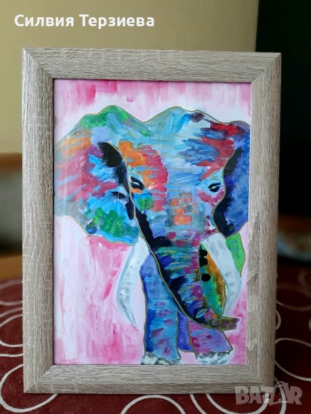 Картина "Слон под дъгата", снимка 1