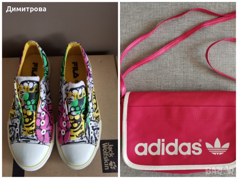 Оригинални FILA,  Adidas - сет рисувани кецове и чанта, снимка 1