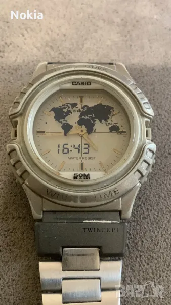 Vintage Casio Twincept Abx-22  Data Bank World Time Ana-digi Watch 🔝, снимка 1