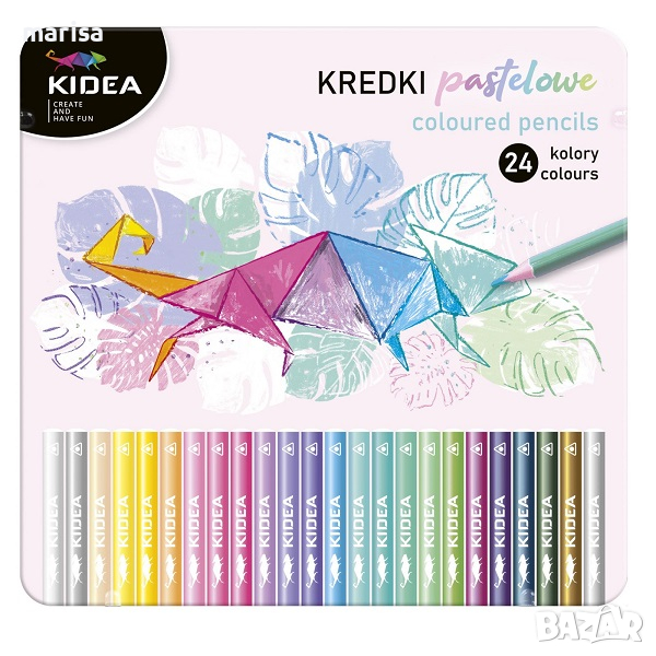 Триъгълни цветни моливи 24 цвята Kidea, пастелни 079612, снимка 1