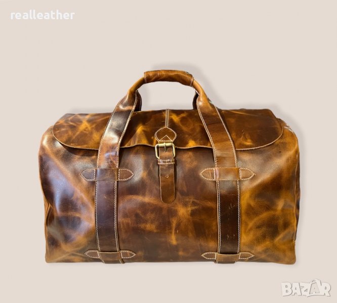 Пътна винтидж чанта от естествена кожа в кафяво, снимка 1