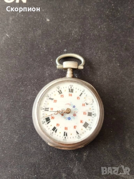 Швейцарски СРЕБЪРЕН джобен часовник 1900г. с ключе - 10 РУБИНА ПРОМОЦИЯ, снимка 1