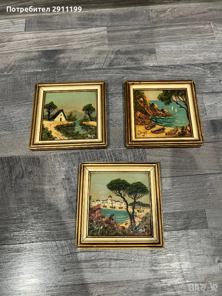 Малка маслена картина, комплект от три, снимка 1
