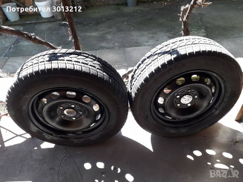 2 бр зимни гуми Tigar грайфер 6 мм + железни джанти 5x108, снимка 1