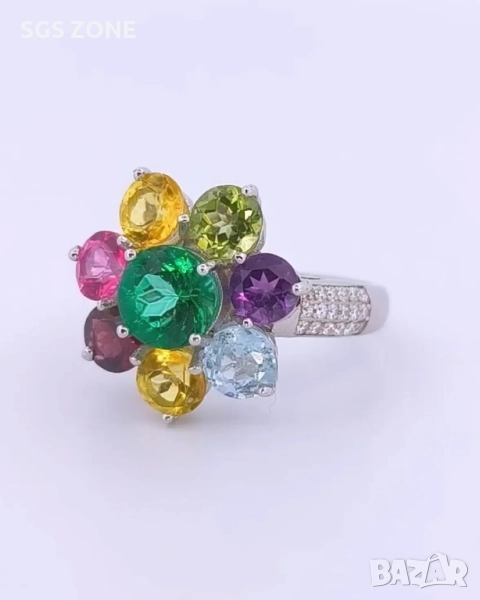 ТАЙЛАНДСКИ ПРЪСТЕН С ЕСТЕСТВЕНИ КАМЪНИ, снимка 1