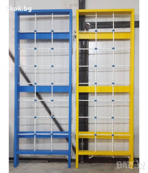 Стена за катерене с мрежа - 200 x 80 см - Синя/Жълта, снимка 1