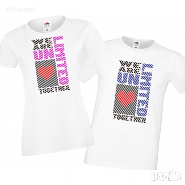 Комплект тениски за влюбени We are unlimited together сърце, снимка 1