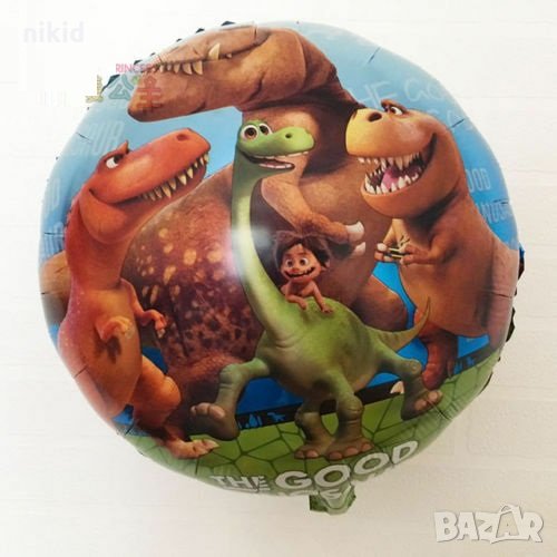 Добрият динозавър кръгъл фолио фолиев балон хелий или въздух парти рожден ден , снимка 1