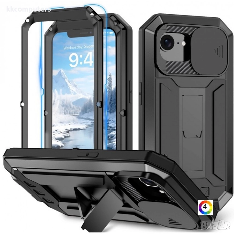 iPhone 16e R-JUST Metal Back Cover /Tempered Glass Удароустойчив Калъф и Протектор, снимка 1