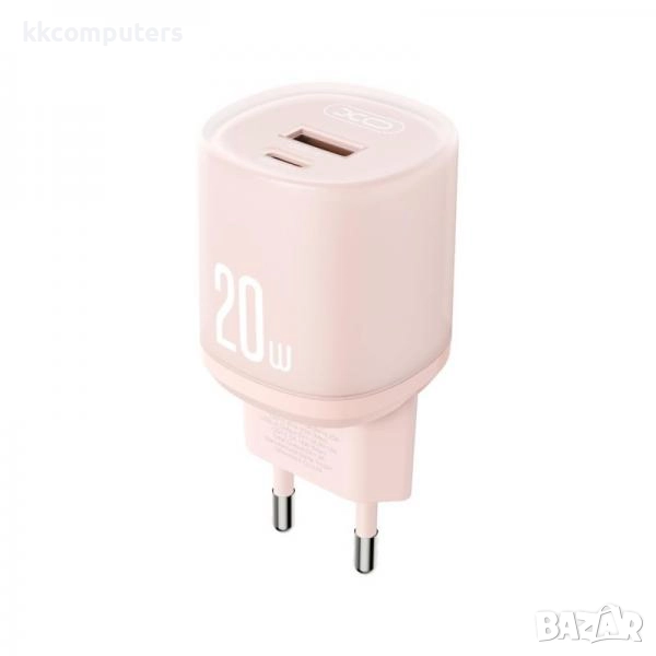 Зарядно/Адаптер 220V / XO-L144 20W / PD, USB QC 3.0 / Розов / Баркод : 456552, снимка 1
