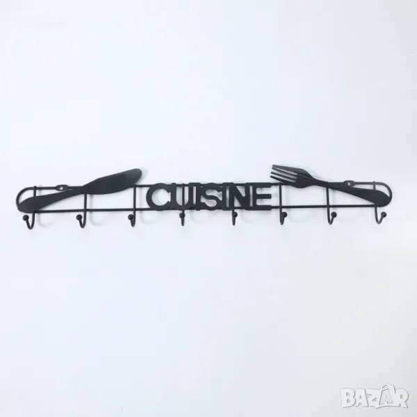 5604 Метална кухненска закачалка Cusine, 8 куки, снимка 1