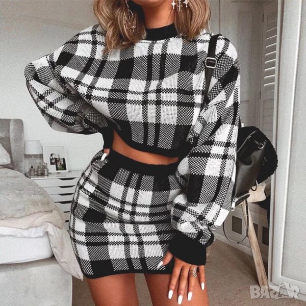 Комплект плетиво каре райе , снимка 1