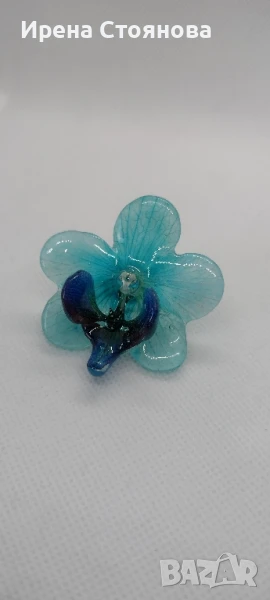 Регулируем пръстен с естествен цвят на орхидея., снимка 1