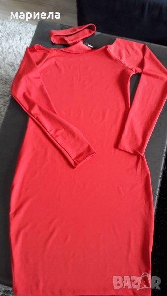 Червена рокля с дълг ръкав на bik bok, снимка 1