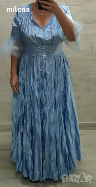 Дълга рокля в светло син цвят, снимка 1