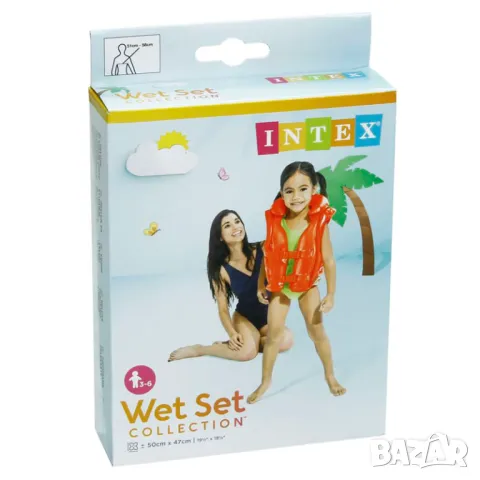 Спасителна жилетка Intex с яка 50X47 см 3-6 години оранжева, снимка 3 - Други - 49419330