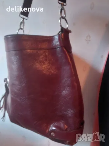 MOLTON. 100%.Кожа Голяма чанта вишна, снимка 2 - Чанти - 47497992