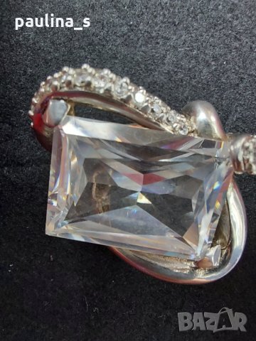 Сребърен пръстен с огромен циркон / проба 925 , снимка 5 - Пръстени - 32717581