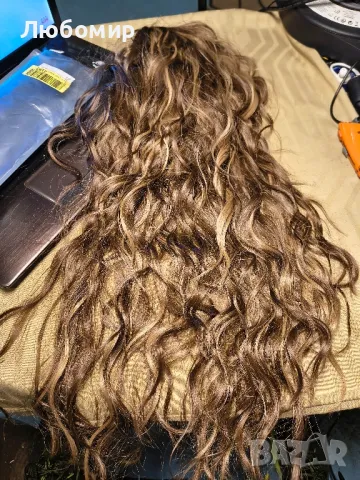 Дълга коса с опашка FESHFEN с шнур, дълга, вълниста, къдрава, синтетична коса, естествена 37, снимка 3 - Аксесоари за коса - 49821039