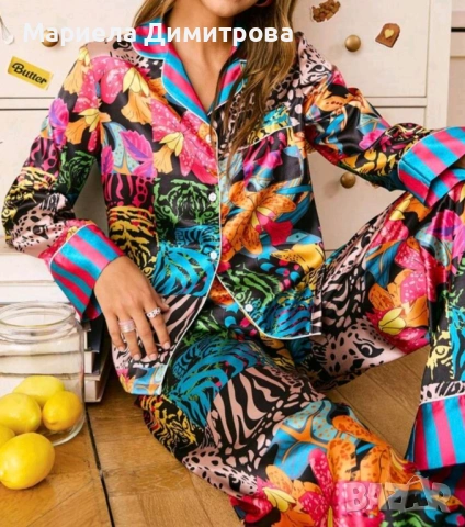 Дамска сатенена пижама, снимка 4 - Пижами - 53423322