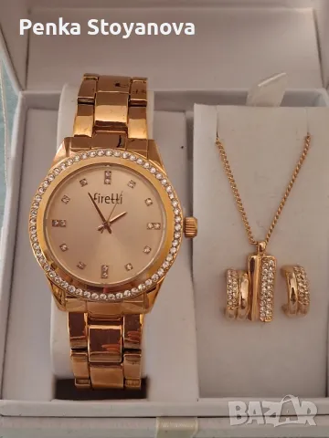 Дамен часовник firetti, обици и колие