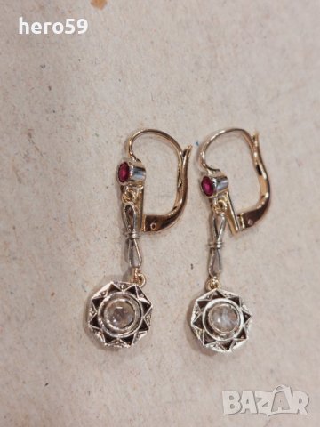 Стари златни обеци с диаманти и рубини