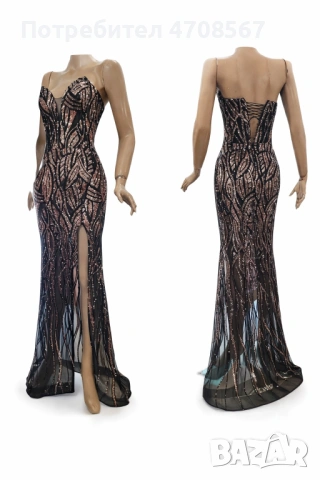 Бална рокля с пайети – XS/S, носена само няколко часа, снимка 2 - Рокли - 53092882