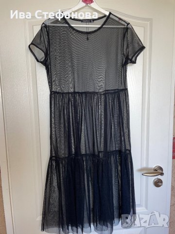Черна нова плажна  дълга прозрачна тюлена тюл рокля , снимка 8 - Рокли - 40145306
