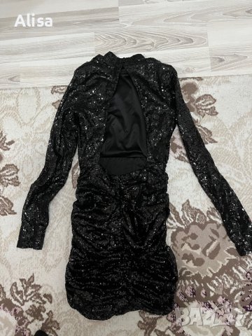 Черна рокля с паети, снимка 5 - Рокли - 41783307