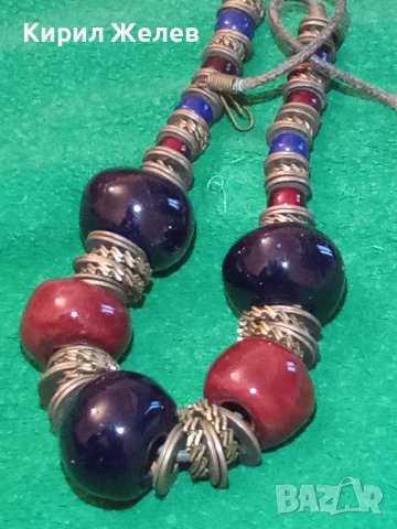 СТАРИННО КОЛИЕ БРОНЗ и МУРАНО ВЕНЕЦИАНСКО СТЪКЛО УНИКАЛНА РЪЧНА ИЗРАБОТКА 4001, снимка 2 - Колиета, медальони, синджири - 29637436